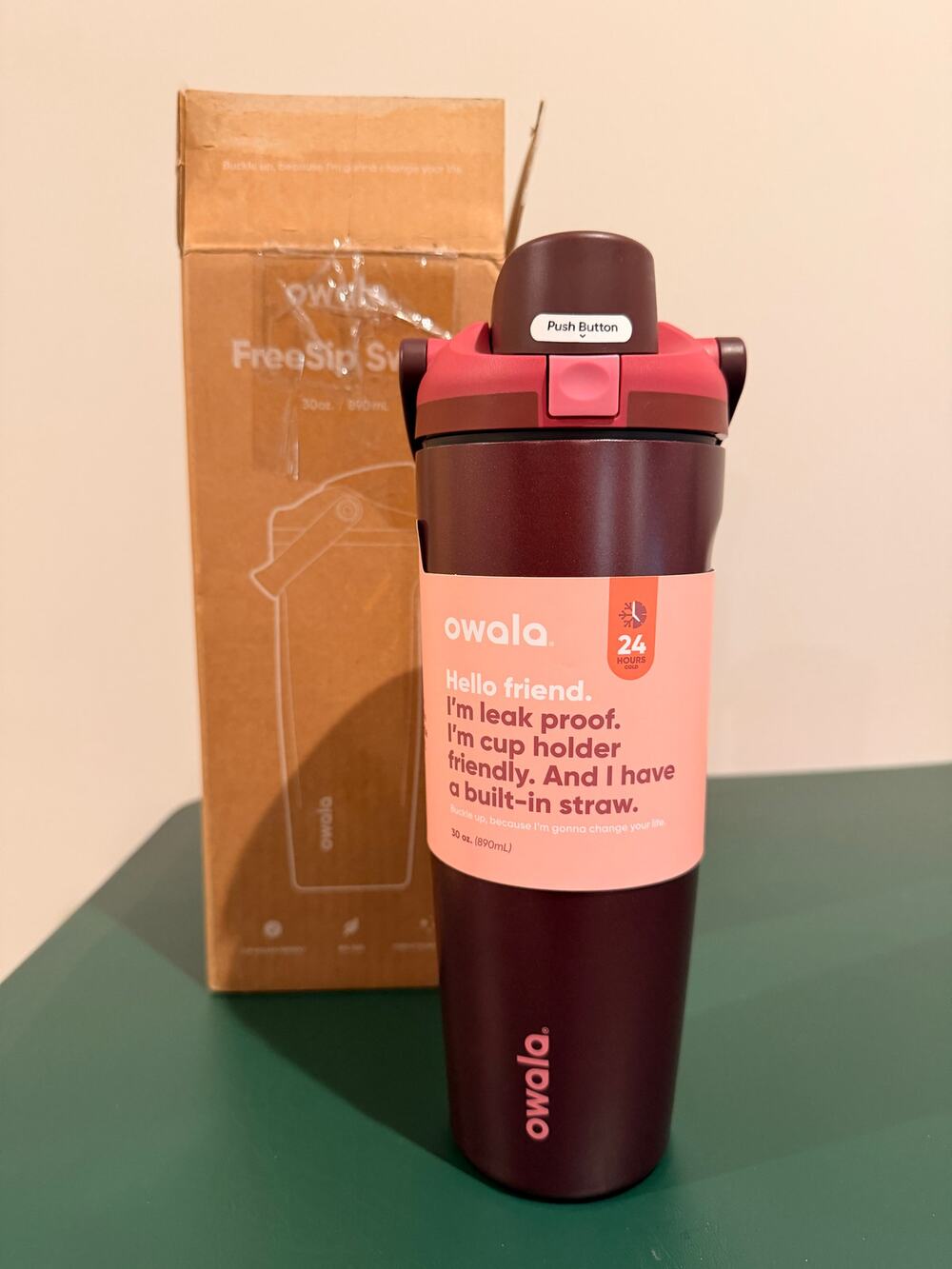 NWT Owala FreeSip 30oz Insulated Stainless Steel Water Bottle - Dark Cherry